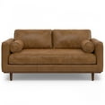 thumbnail image 3 of Morrison 72 inch Wide Mid-Century Modern Sofa in Caramel Brown Top Grain Genuine Leather, 3 of 13