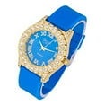 thumbnail image 3 of Simone Chic. Women's Big Rocks Fully Iced Bezel Colored Dial w/Easy Reader Roman Numerals Colorful Rubber Band Watch - ST10357LA (4pcSet Gld Bright Blue), 3 of 8