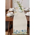thumbnail image 4 of Ldtrchee Blue Flower Table Runner 72 Inches, Spring Pastoral Green Leaves Watercolor Bed Runner Dresser Scarves Tabletop for Indoor Outdoor Parties/Ceremony/Banquet, 18" x 72", 4 of 8