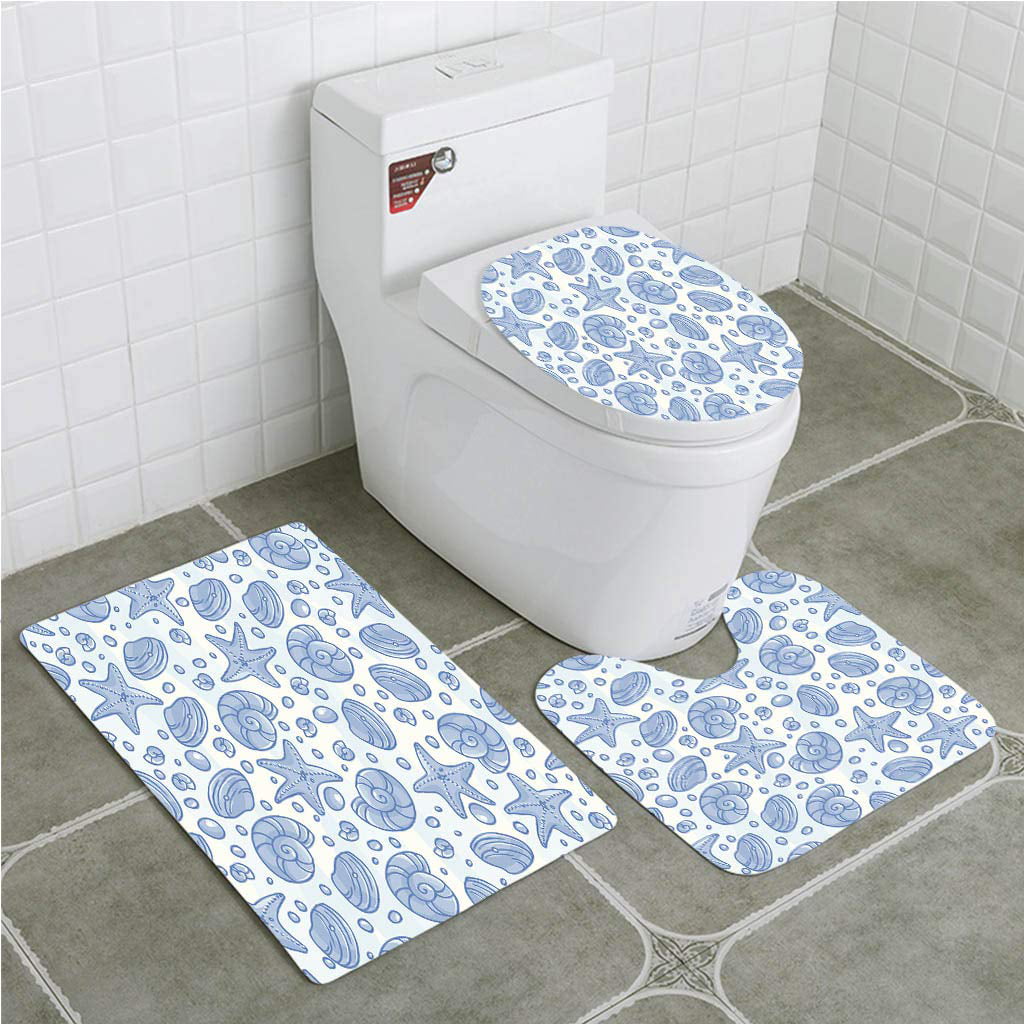 Shell Bathmat Toilet Covers 3pcs Bathroom Set Soft Flannel Carpet Fashion Rugs 