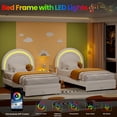 thumbnail image 6 of Rainbow Headboard Twin Platform Bed - Berber Fleece Princess Style, LED Lights & Storage Drawer, No Box Spring Needed, 6 of 7