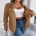 thumbnail image 4 of PENGXIANG Womens Open Front Knit Cardigan Long Sleeve Solid Color Pocket Sweater Loose Fall Tops S, 4 of 7