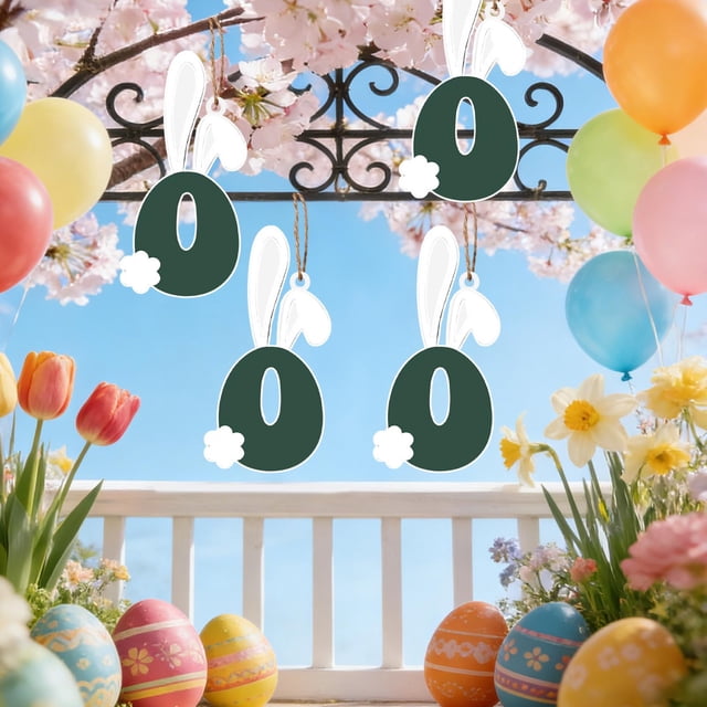 Decoraciones de Pascua, adornos de Pascua, regalos de Pascua Adorno de letra con orejas de conejo de madera de Pascua Letrero colgante de madera