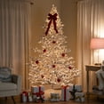 thumbnail image 3 of Northlight Pre-Lit Medium Flocked IPT Artificial Garden Christmas Tree - 7.5' - Warm White LED, 3 of 7