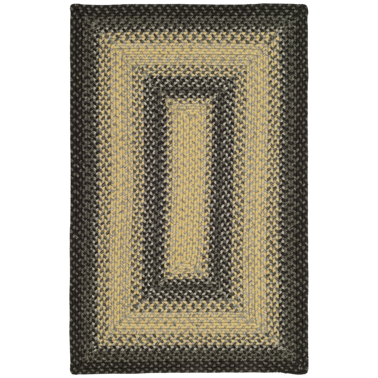 SAFAVIEH Braided Neville Colored Bordered Area Rug, Black/Grey, 9' x 12' Oval