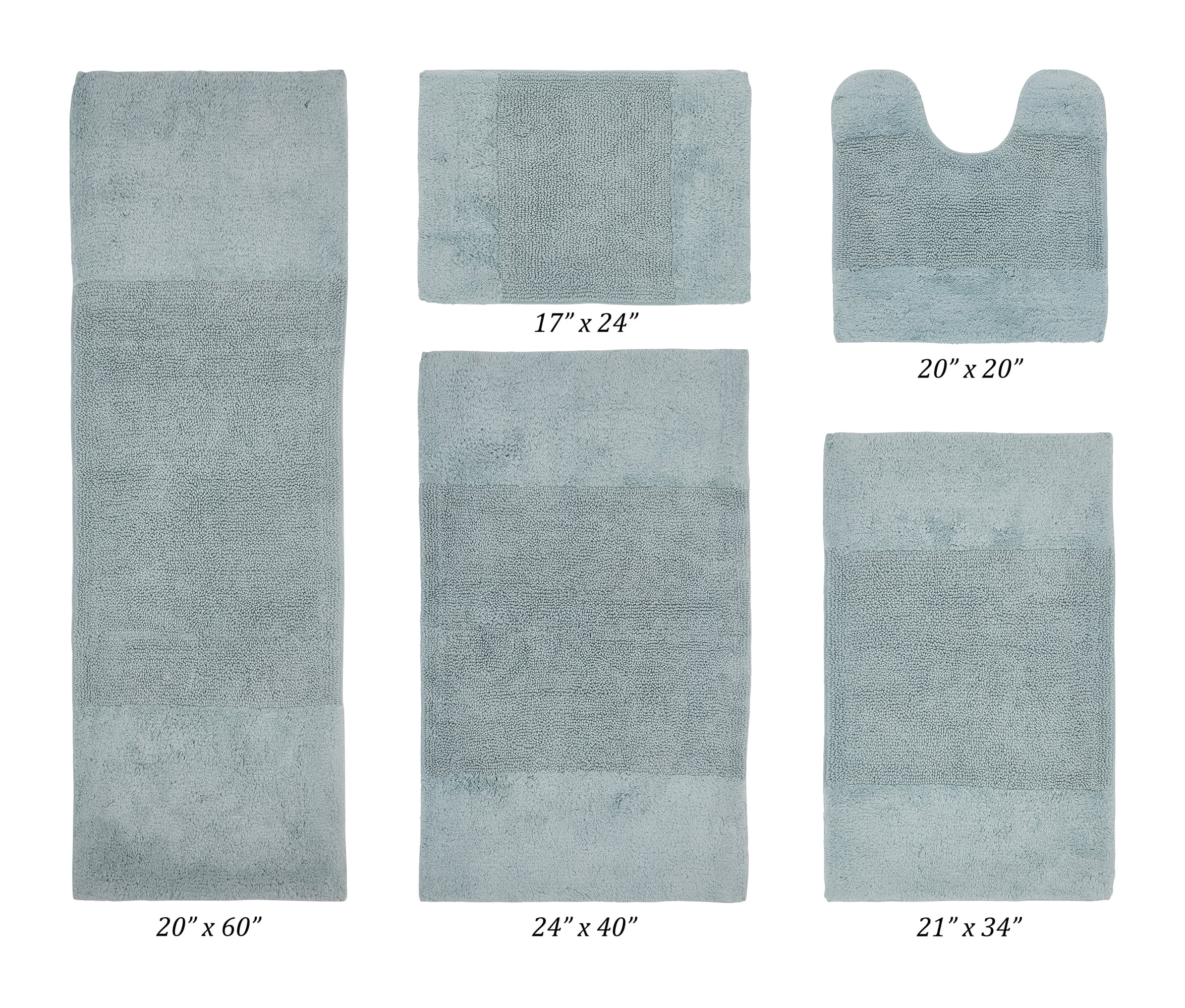 Better Trends 5 Piece Bathroom Rug Set, 100% Cotton, Extra Soft Tufted Bath Mat, Water Absorbent & Non Slip Bath Rug, (Blue) Granada Collection