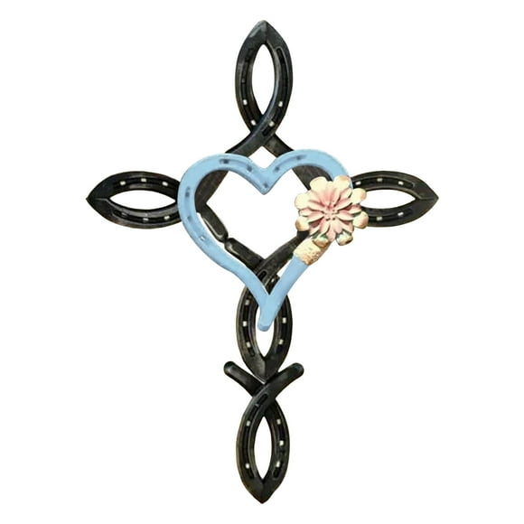 Horsehoe With Heart Metal Wall Decoration - Outdoor and Patio Decor, Symbolic of Love and Luck