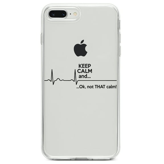 DistinctInk Clear Shockproof Hybrid Case for iPhone 7 PLUS / 8 PLUS (5.5" Screen) TPU Bumper Acrylic Back Tempered Glass Screen Protector - Keep Calm and…. Flatline