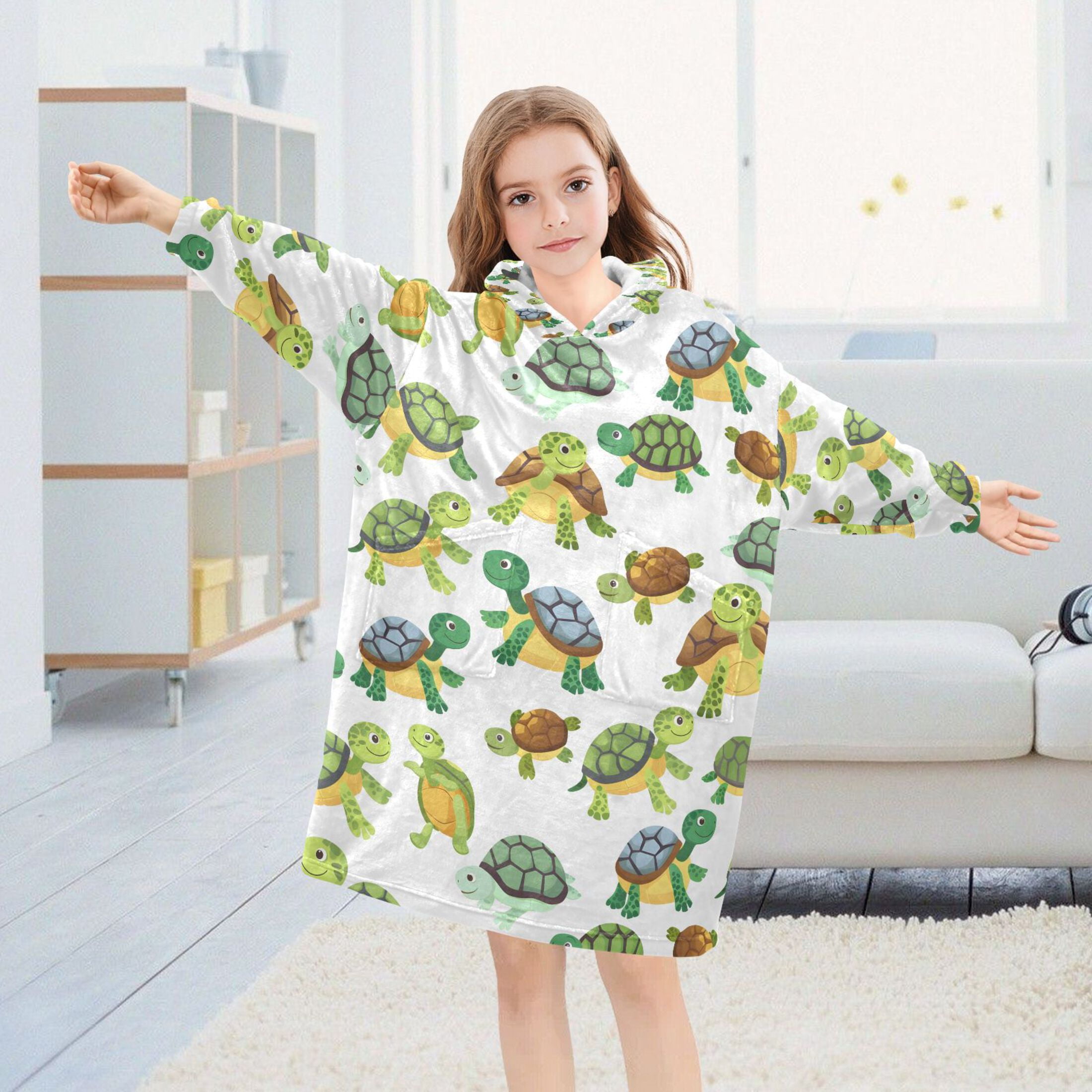 joogoo Wearable Blanket Hoodie for Cute Turtles Oversized Sherpa Hooded 3-14 YR M