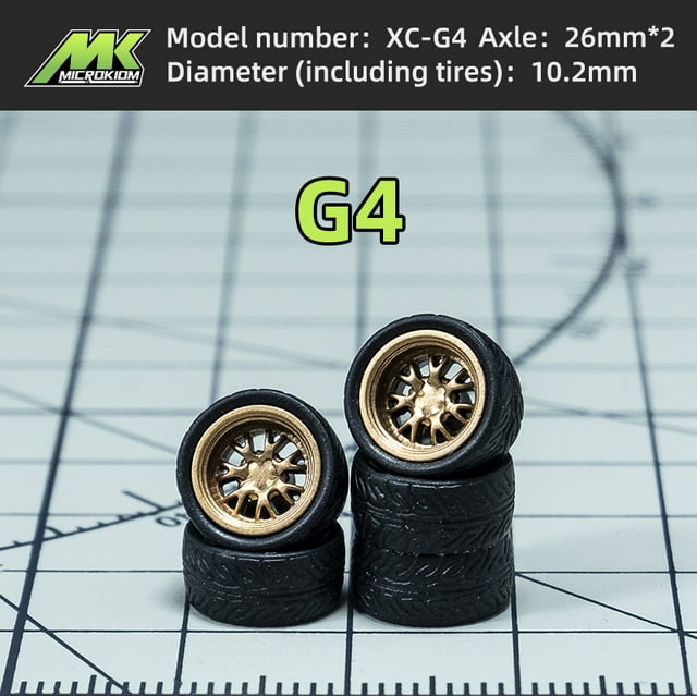 1/64 Diecast wheels 1/64 Scale Car Wheels And Tires Compatible with HotWheels Model JDM Tomica MiniGT - Modified Part G4 10.2mm
