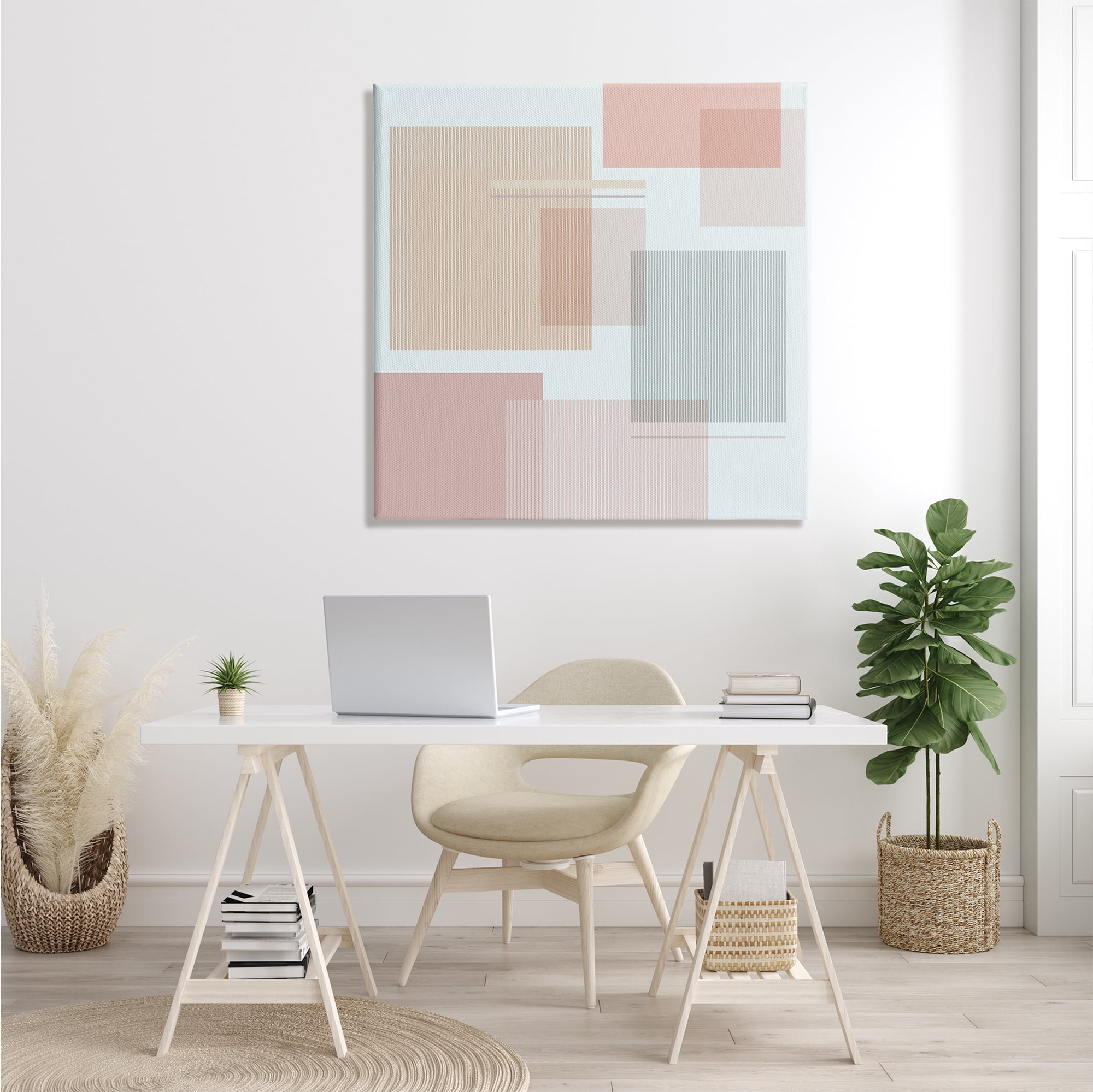 Stupell Indtries Abstract Patterned Squares Indtrial Geometric Shapes Pink Grey,36 x 36,Design by Melissa Wang