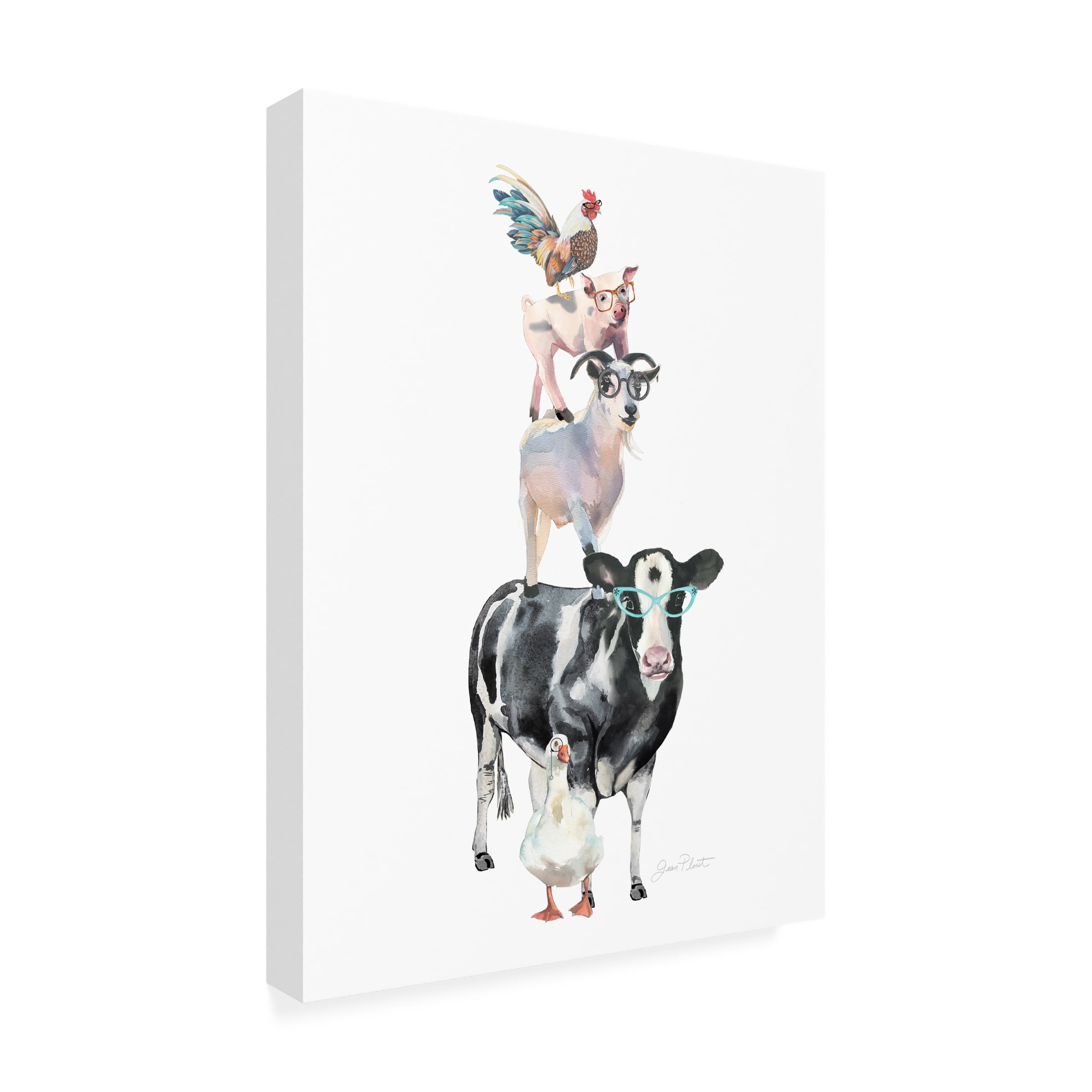 Canvas Wall Art - Jean Plout 'Farm Animal Family C' Wall Art for Living Room, Bedroom, or Office Décor by Trademark Fine Art - 14 x 19 Inches