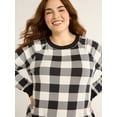 thumbnail image 4 of Joyspun Women’s Hacci Knit Buffalo Plaid Sleep Top with Long Sleeves, Sizes XS-3X, 4 of 6