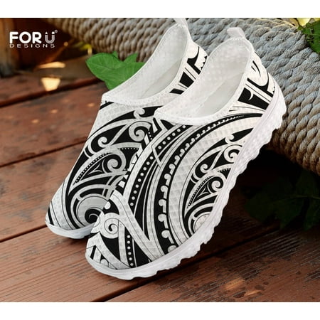 

FORUDESIGNS Summer Women Flats Shoes Maori Tribal Tattoo Pattern Air Mesh Slip-on Ladies Casual Sneakers Breathanble Female 2024