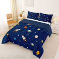 thumbnail image 2 of Manfei Cute Cartoon Rockets King Size Comforter Sets,Celestial Planets Comforters King Size,Blue,Navy Blue Reversible,3pcs,1 Comforter and 2 Pillowcases, 2 of 7