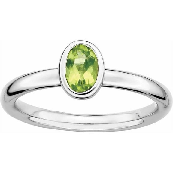 Sterling Silver Oval Peridot Ring