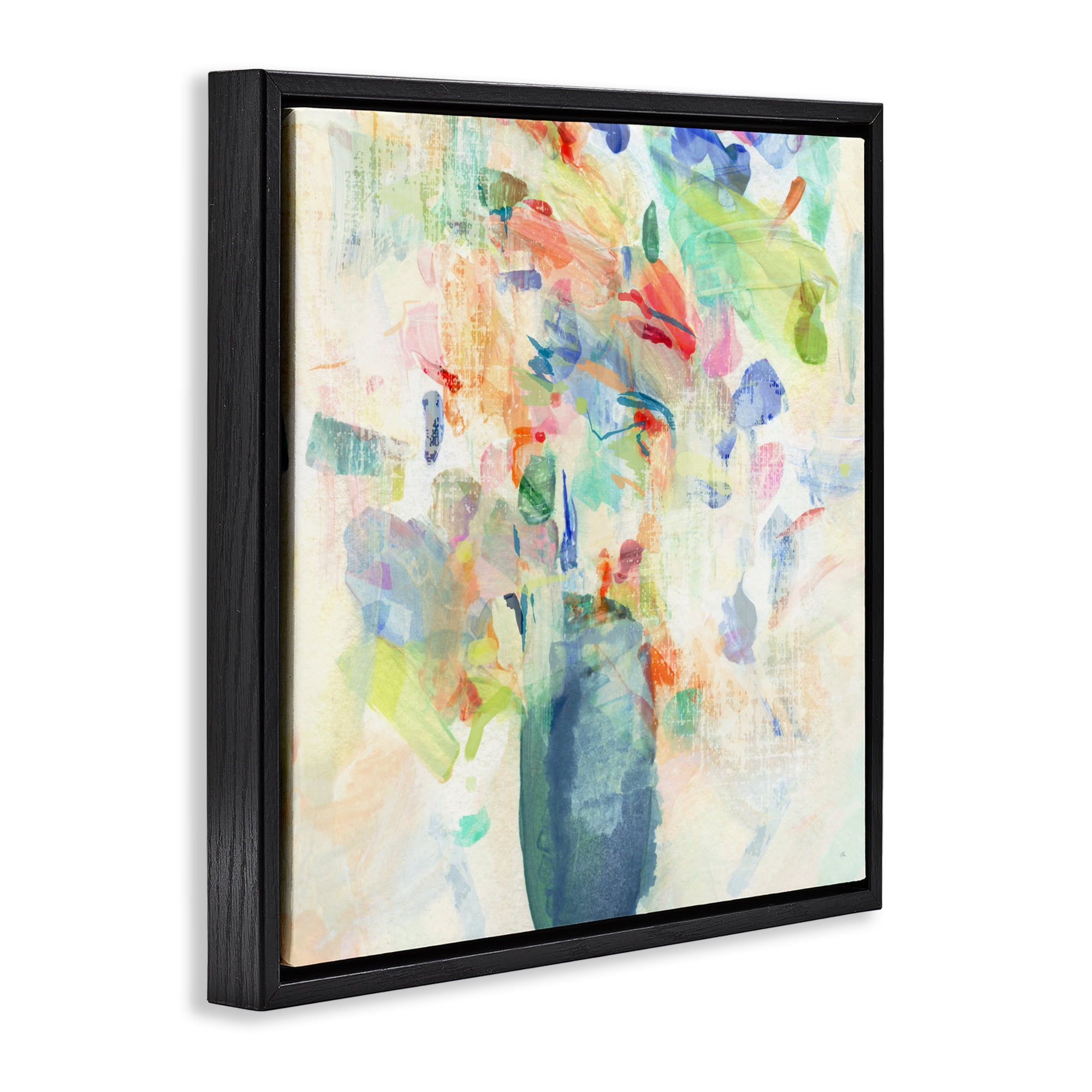 Stupell Industries Summer Flowers Brushstrokes Black Framed Floater Canvas Wall Art, design by Susan Jill