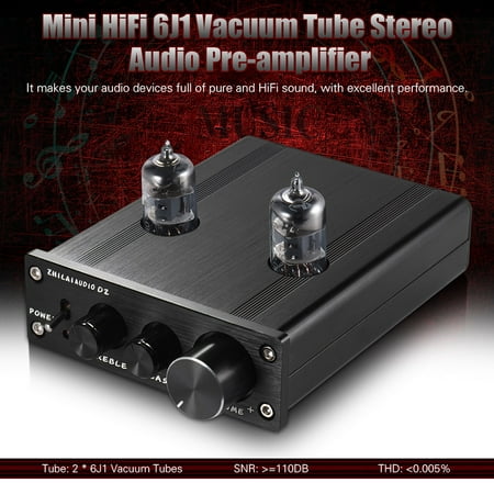 Mini HiFi 6J1 Vacuum Tube Stereo Audio Pre-amplifier Buffer Preamp Aluminum Alloy with Power