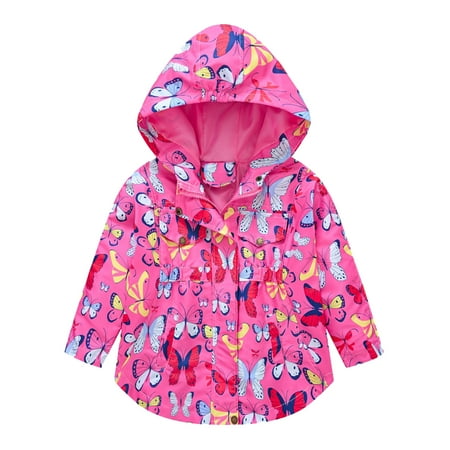 

Cathalem Girls Fall Jacket with Hood Toddler Girls Winter Windproof Coat Cartoon Prints Hooded With Pocket Girls Warm Jacket Coat Hot Pink 2-3 Years
