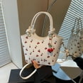thumbnail image 5 of HUISZJ Shoulder Bag Cherry Printed, PU Leather Crossbody Bag, Adjustable Removable Strap Trendy Top-handle Bag for Travel Commute Work (White), 5 of 10