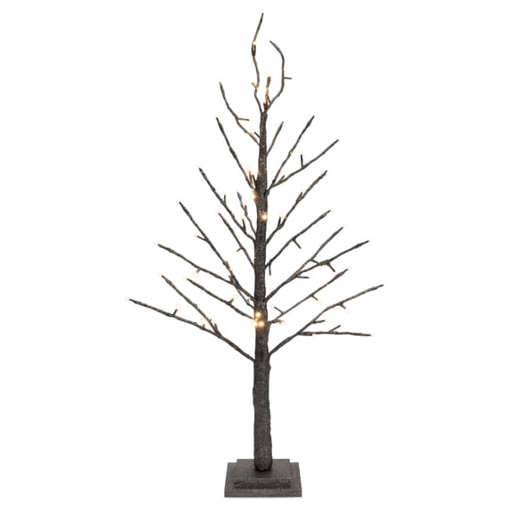 Melrose LED Lighted Glittered Christmas Twig Tree - 36" - Black