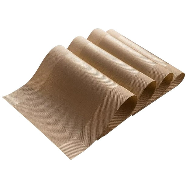 GOOHOCHY 4 manteles individuales de mesa con aislamiento térmico, antideslizantes, para mesa (dorado claro)