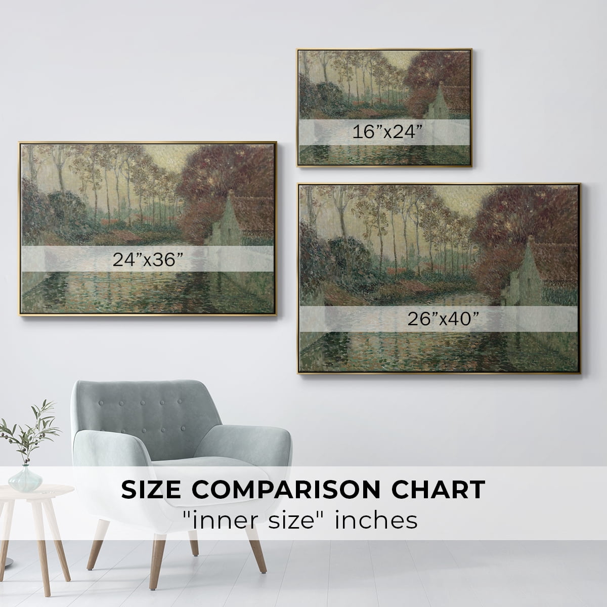 Vintage Landscape-CCCXXV By Wexford Home Framed in Gold Wood Gallery Wrapped Canvas 25 in. x 37 in.