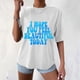 thumbnail image 4 of Mujeres Casual Over Size Carta Impresión Cuello Redondo Manga Corta Suelta Top Pullover Blusa Camisetas Fridja bn5334, 4 of 9