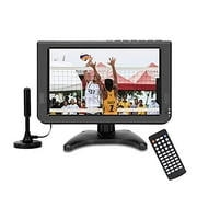 Portable tv 10.6" inch Digital ATSC,for AV in -USB Slot-Reader/and Rechargeable Battery (No HDMI Port) Black