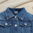 thumbnail image 3 of Toddler Baby Girl Denim Jacket Big Sister/Brother Letter Embroidery Jean Button Down Denim Coat, 3 of 7
