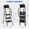 thumbnail image 3 of Jocauto 3 Step Ladder with Handrails, 500 Lbs Capacity, Folding Step Stool Ladder with Attachable Tool Bag, Black, 3 of 9