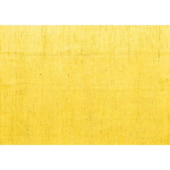 Ahgly Company Machine Washable Indoor Rectangle Solid Yellow Modern Area Rugs, 5' x 7'