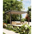 thumbnail image 3 of Pergola en Aluminium avec Auvent Pare-Soleil Rétractable – Pavillon Extérieur Moderne en Métal, Treillis Résistant à la Rouille, Protection UV, Colonne Grise, Rideau Kaki, 10 X 13 Pi, 3 of 7
