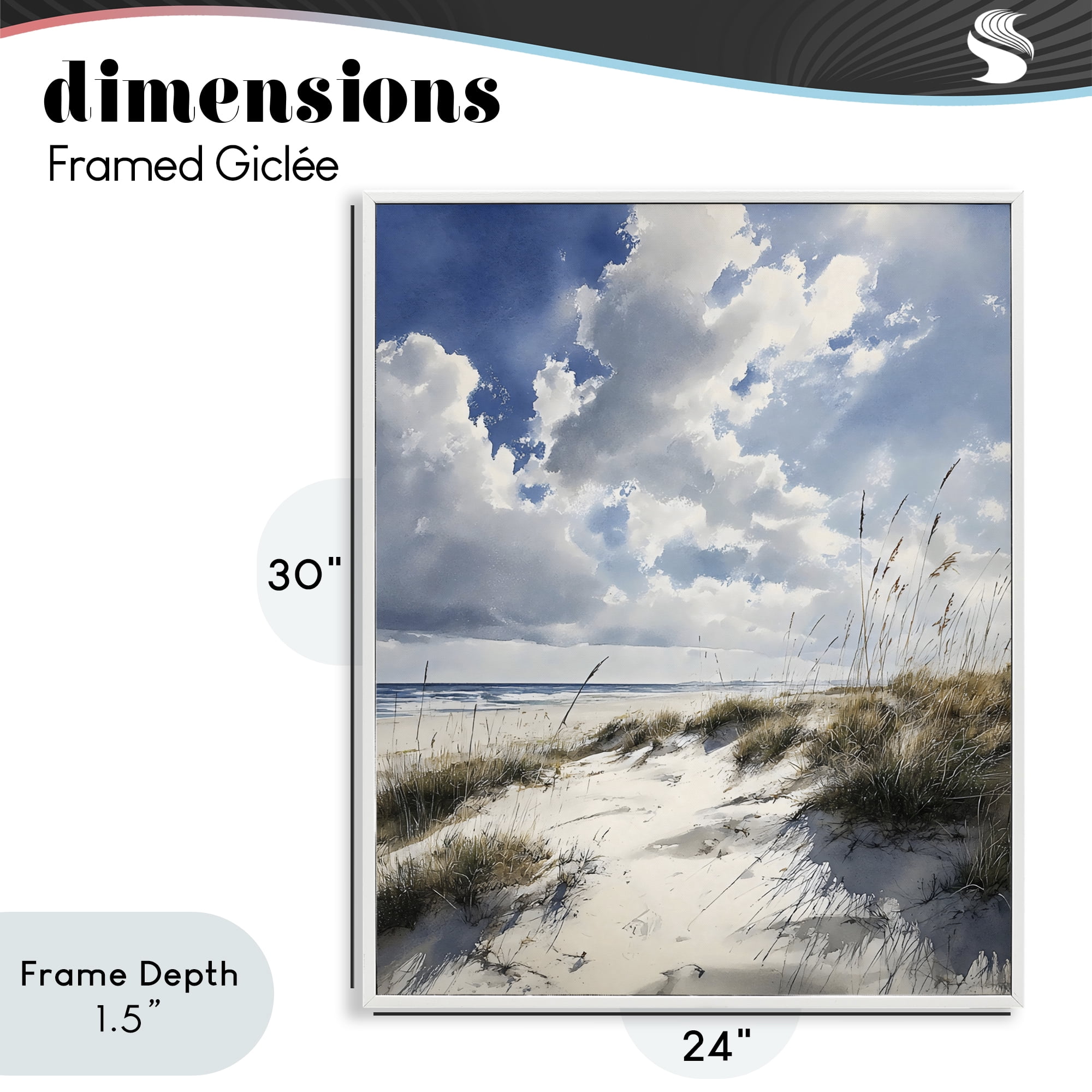 Stupell Industries Midday Sunny Beach Dunes White Framed Giclee Art, design by Franklyn Gregory