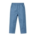thumbnail image 5 of Boys School Uniform Pants Pull-On Loose Fit Lightweight Workwear Flat Front Elastic Waist Straight Trousers with Pockets Blue 14-15 Years, 5 of 9
