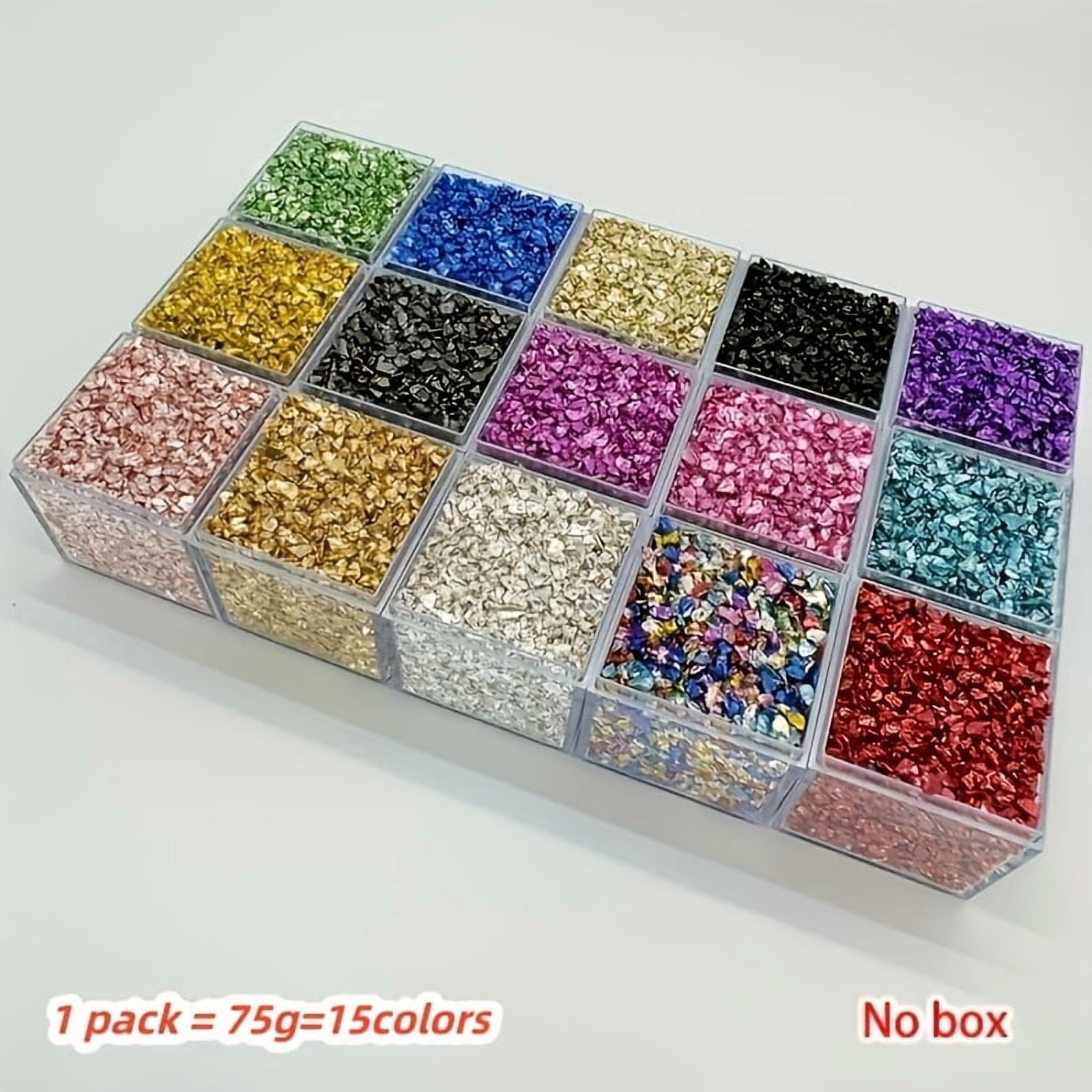 75G/2.65Oz, 15 Colors, 1-4 Millimeters. High-Quality Irregular Crushed Glass Can Be Used for Nail Art Decoration, Resin Crafts, Jewelry Making, Home Decoration And Vase Filling