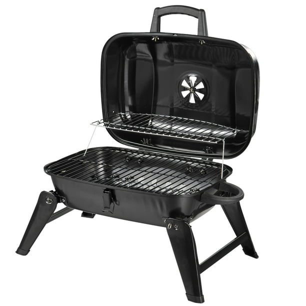 Outsunny 14 Iron Porcelain Portable Folding Outdoor Tabletop Charcoal Barbecue Grill Walmart Com Walmart Com