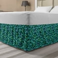 thumbnail image 1 of Floral Bed Skirt, Gardening Theme Beauty Blooms Exotic Flower Field Plant Foliage Jungle, Elastic Bedskirt Dust Ruffle Wrap Around for Bedding Decor, 4 Sizes, Jade Green Petrol Blue, by Ambesonne, 1 of 2
