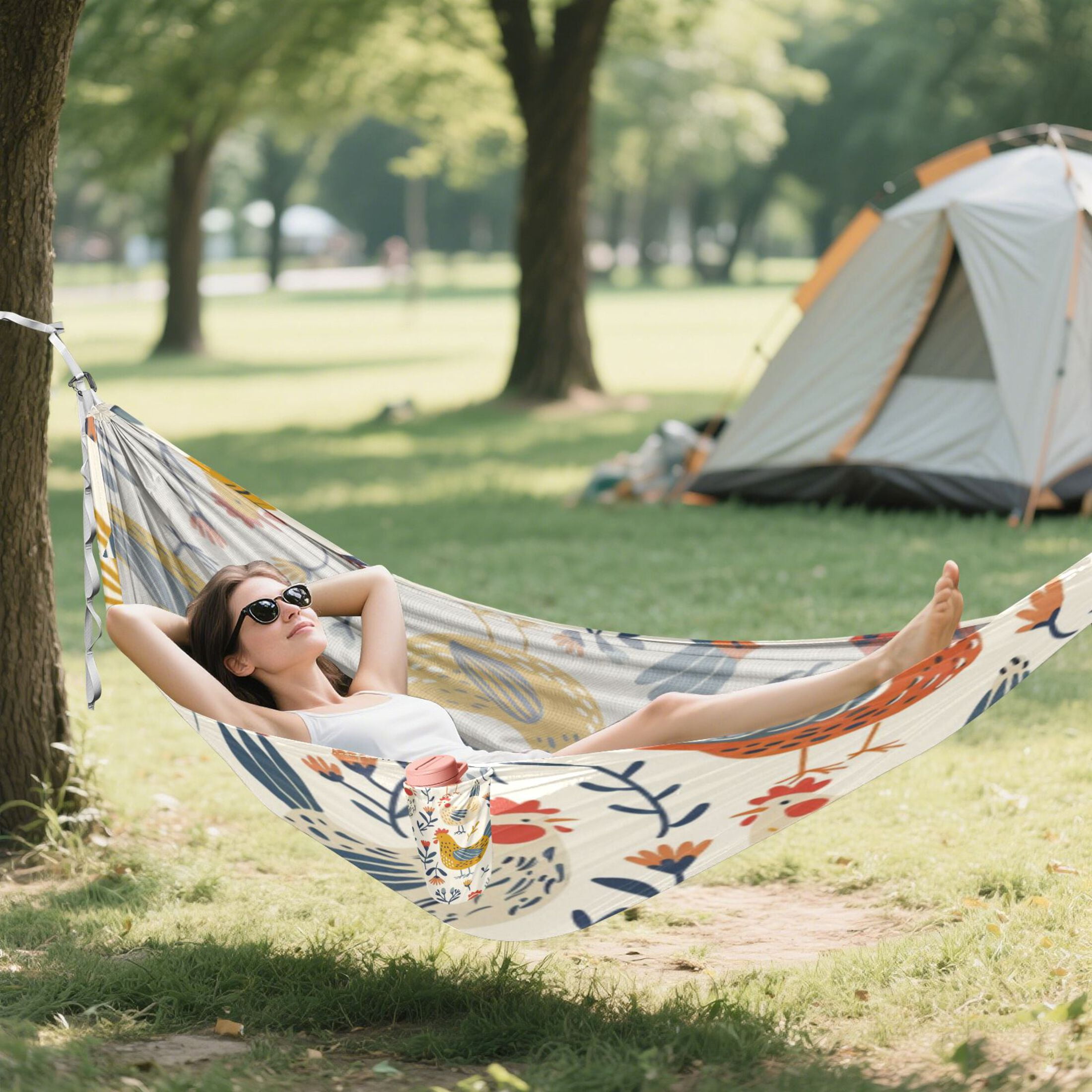 Hammock Camping Hammock Nylon Portable Hammock Travel Camping Hammock Colorful Cartoon Chicken