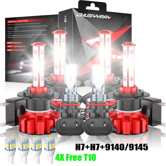Fit for Hyundai Tiburon 2003-2006 Combo 6x 4-Sides LED Headlight + Fog Light Bulbs