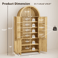 thumbnail image 2 of Waleaf 71" Arched Pantry Storage Cabinet with Door Racks, Modern Fluted Kitchen Cabinet & Bathroom Organizer, Tall Cupboard with Adjustable Shelves for Dining or Coffee Bar, Natural Finish, 2 of 8