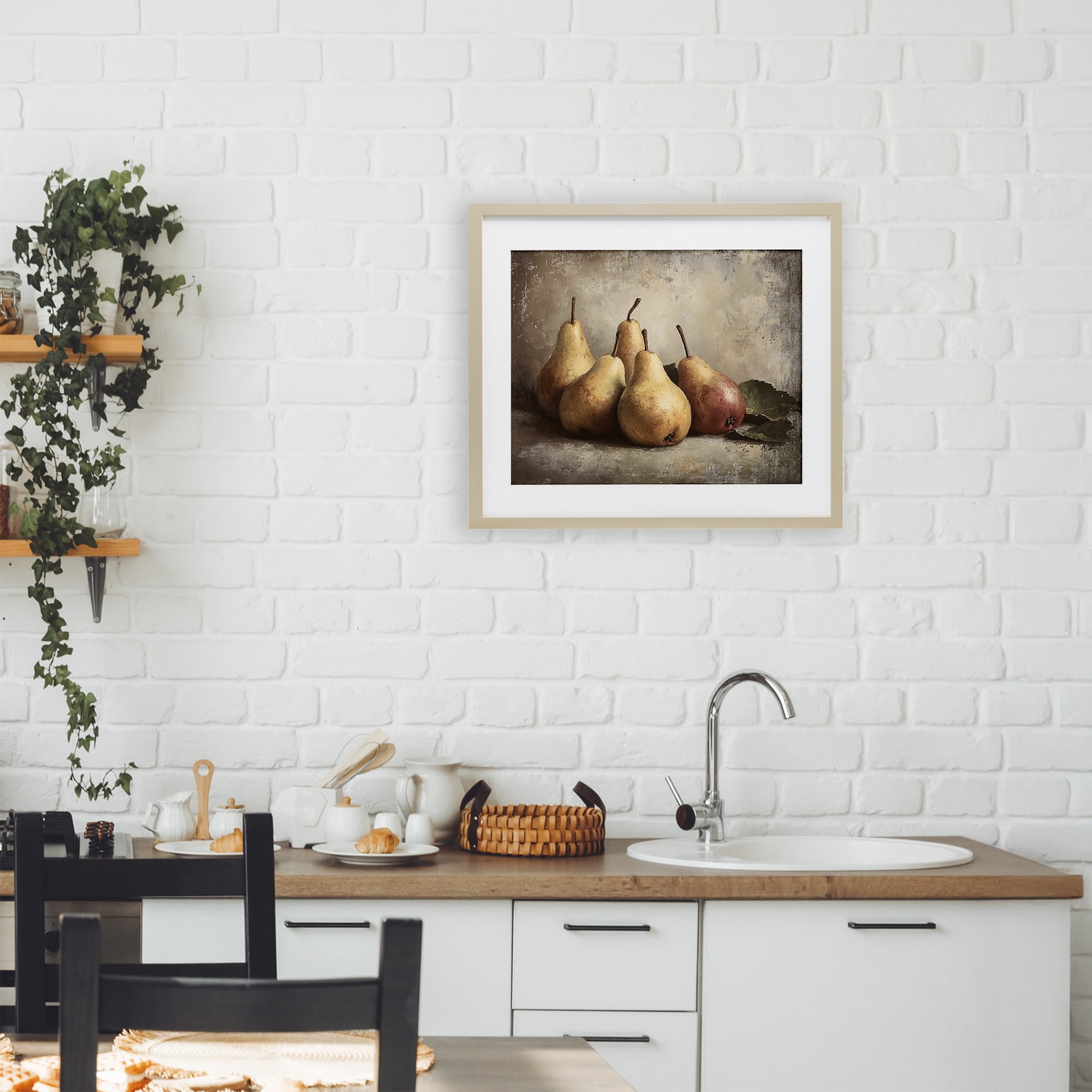 Stupell Industries Neutral Pear Still Life Birch Framed Print Under Glass, design by Franklyn Gregory
