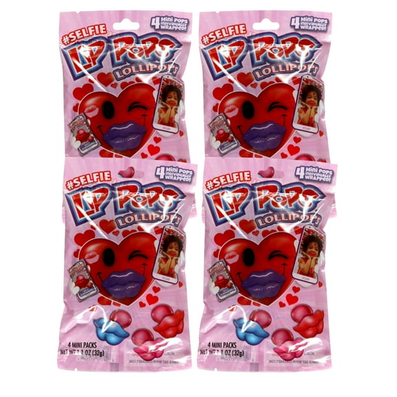 Valentine Lip Lollipops 8pcs Kissy Lip Pops Assorted Flavors for Valentine's Day Table Decor Classroom Exchange Gift Easter Basket Stuffer Goodies Bag Filler Birthday Party Favor and Gifts Pack of 4