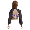 thumbnail image 5 of iixpin Kids Girls Shiny Yoga Sports Workout Modern Ballet Crop Top Rhinestones Jazz Dance Tank Cami Vest Blue 16, 5 of 6