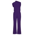 thumbnail image 4 of Wycnly Womens Jumpsuits Casual Solid Loose Baggy Back Hollowed Long Jumpsuits Overalls Trendy Plain Round Neck Sleeveless Maxi Summer Rompers Purple m, 4 of 6