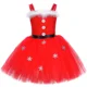 thumbnail image 5 of Disfraz de Papá Noel y señora Claus para niños, ropa de fiesta navideña, atuendo rojo para niñas pequeñas, vestido con tutú navideño, sombrero y bufanda, 5 of 5