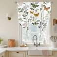 thumbnail image 3 of Green Plant Tie Up Curtain 45 Inches Long, Wildflower Butterfly Floral Leaf Botanical Balloon Style Kitchen Window Curtain Over Sink, Small Window Rod Pocket Curtain 34"x45", 3 of 9