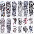 thumbnail image 1 of Lot de 16 faux tatouages temporaires imperméables pour bras et jambes, 1 of 4