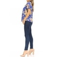 thumbnail image 4 of Women's Casual Floral Flowy Short Sleeve Round Neck Key Hole Tee Blouse Top, 4 of 6