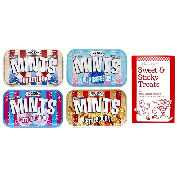 Sugar-Free Mints - 4 Flavors - 1 Each: Rocket Pop, Blue Raspberry, Cotton Candy, Kettle Corn (1.76 oz) MerlinsMart Zine | Big Sky